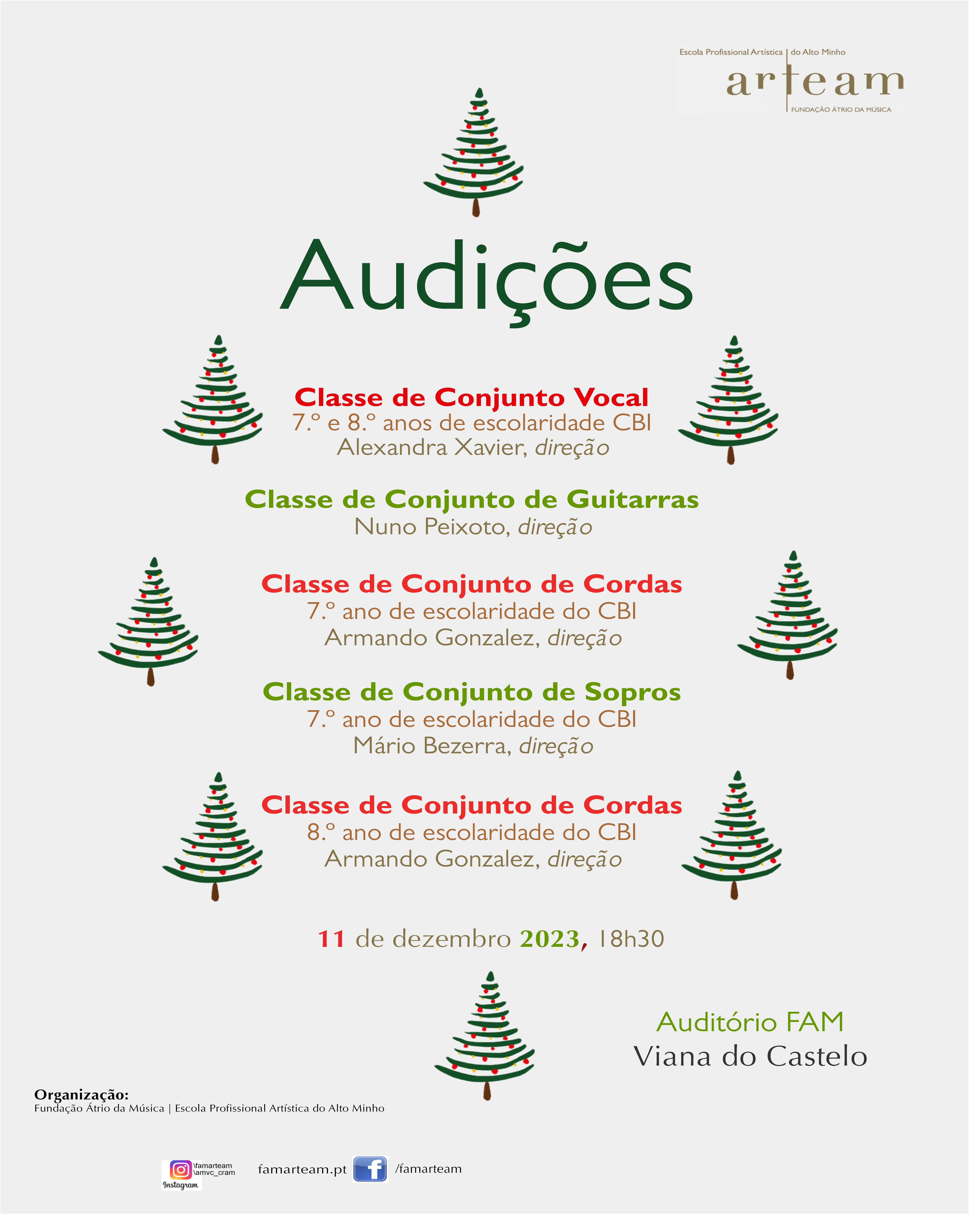 Classes de Conjunto ARTEAM em audição dezembro 23