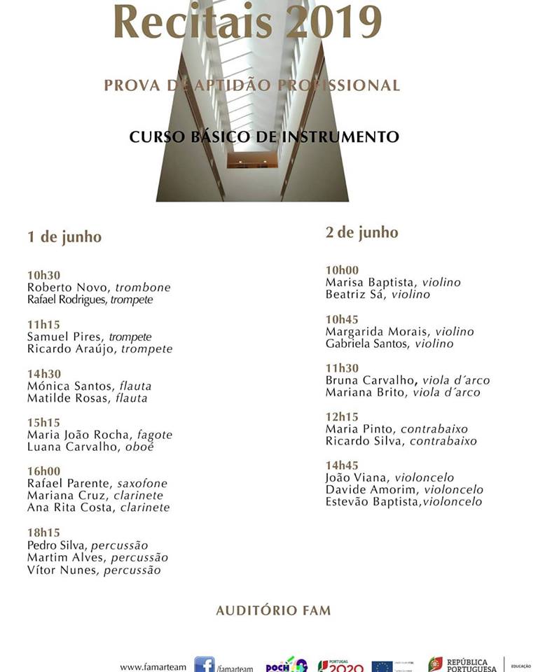Recitais do Curso Básico de Instrumento (9º ano Escolaridade)