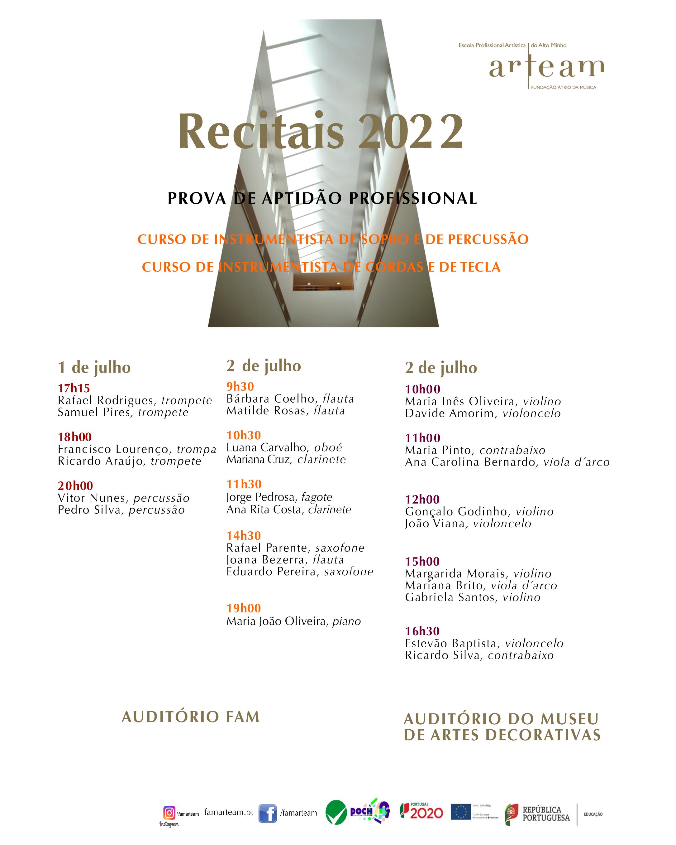 Recitais Prova de Aptidão Profissional (PAP) 2022