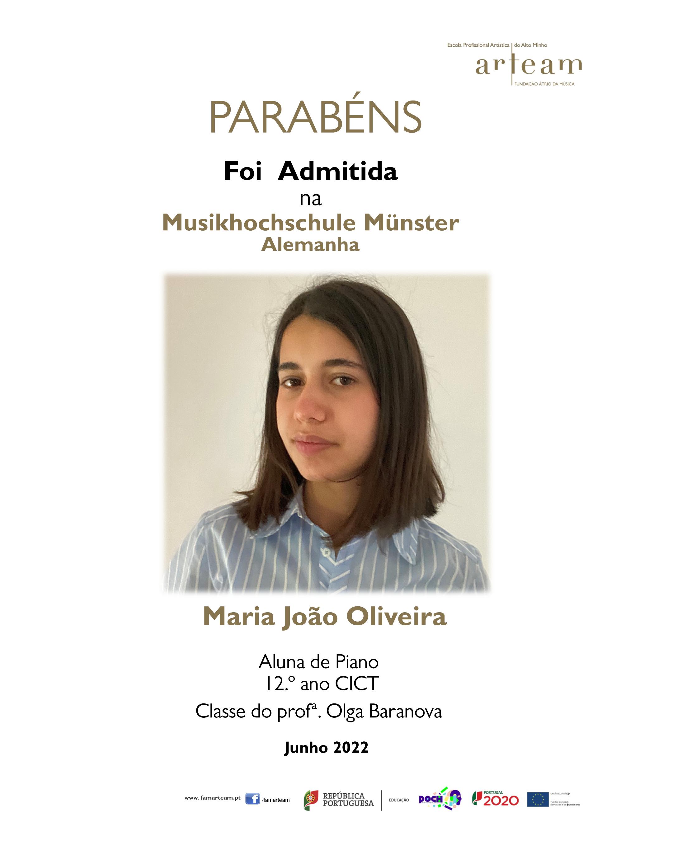 Aluna admitida na prestigiada Musikhochschule em Munster