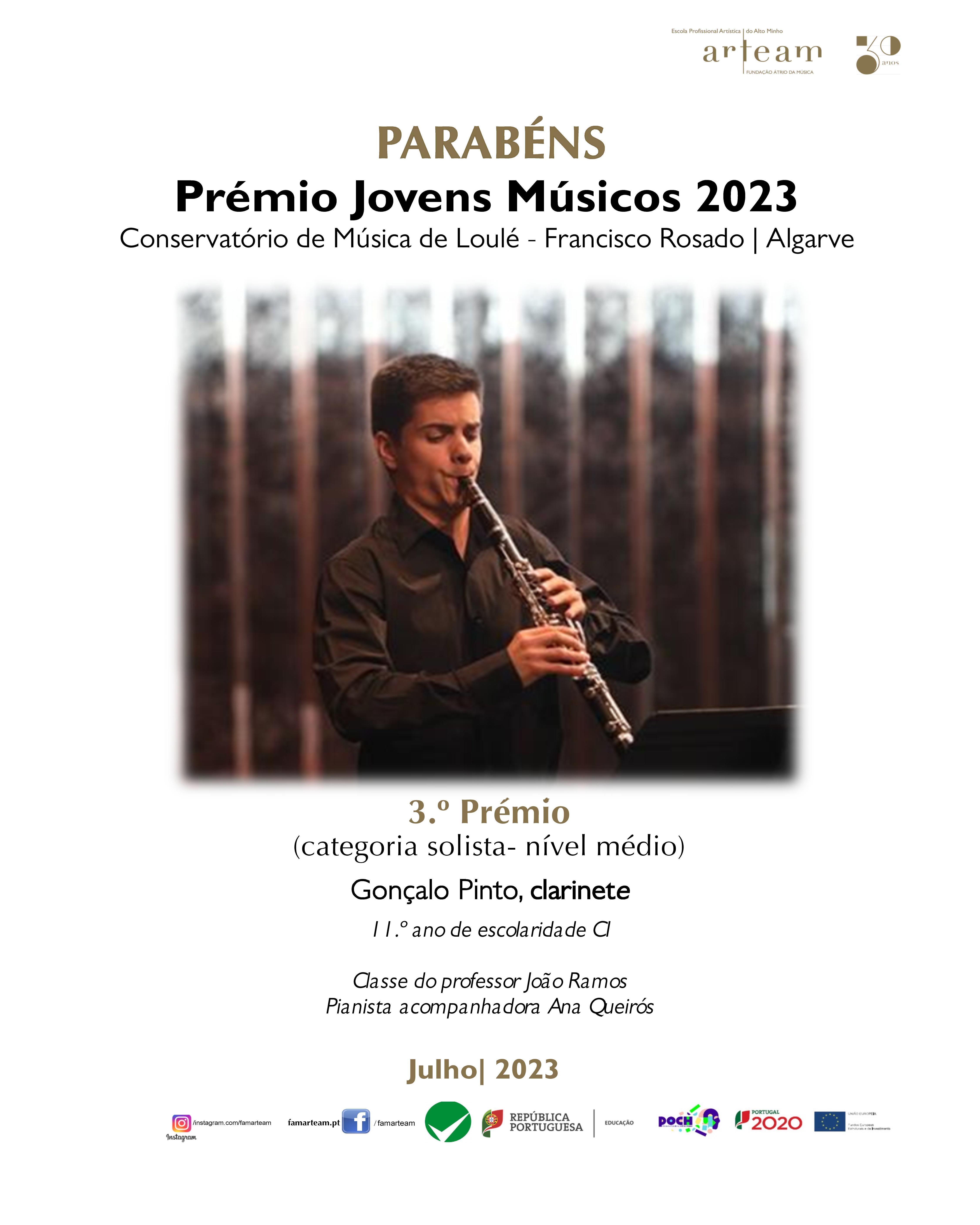 Gonçalo Pinto recebe Prémio Jovens Músicos 2023