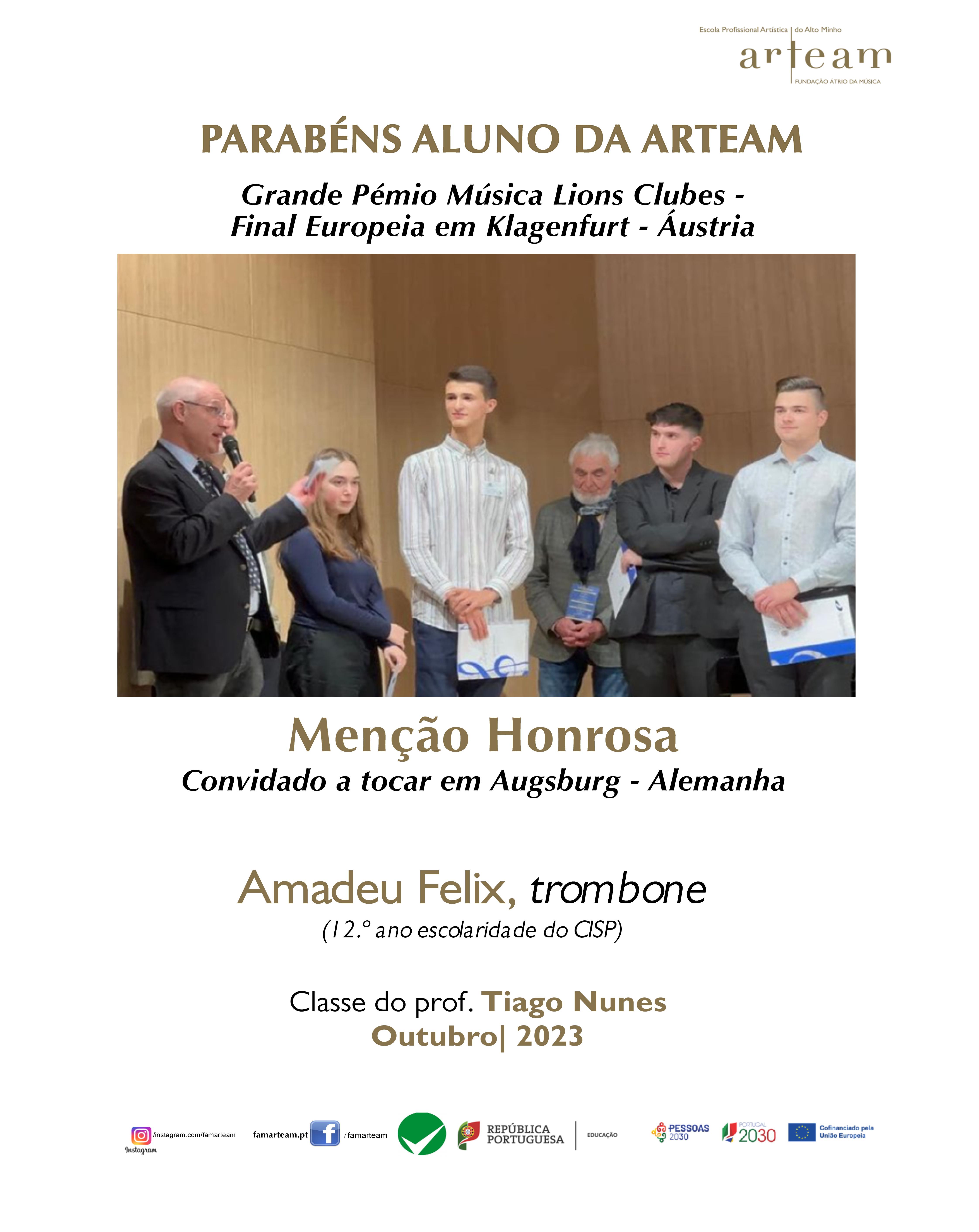 Menção Honrosa Amadeu Felix na Áustria