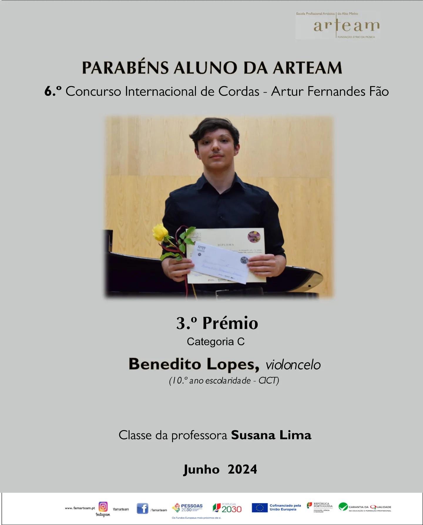 Aluno Premiado ARTEAM Junho 2024