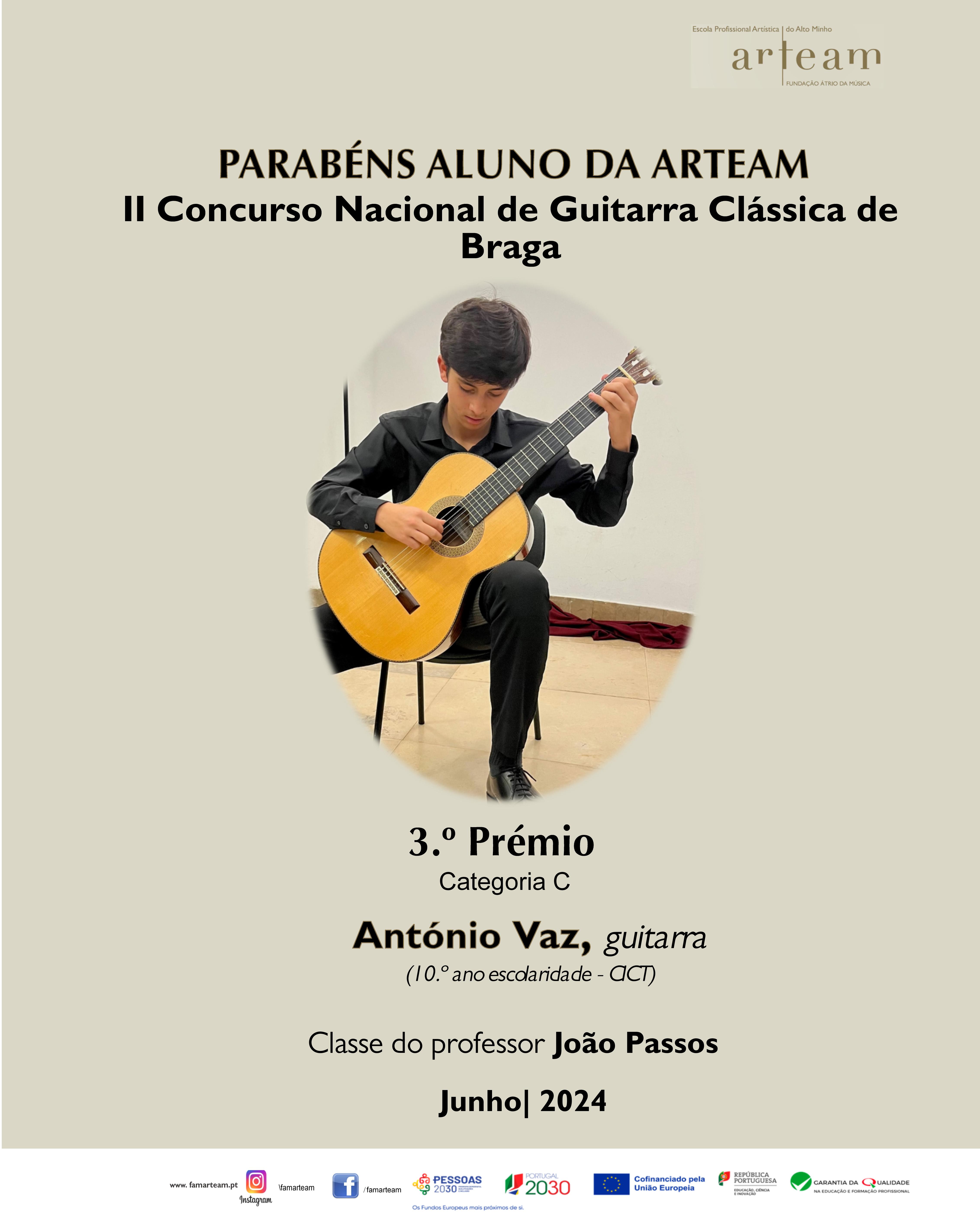 Parabéns Aluno da ARTEAM - António Vaz