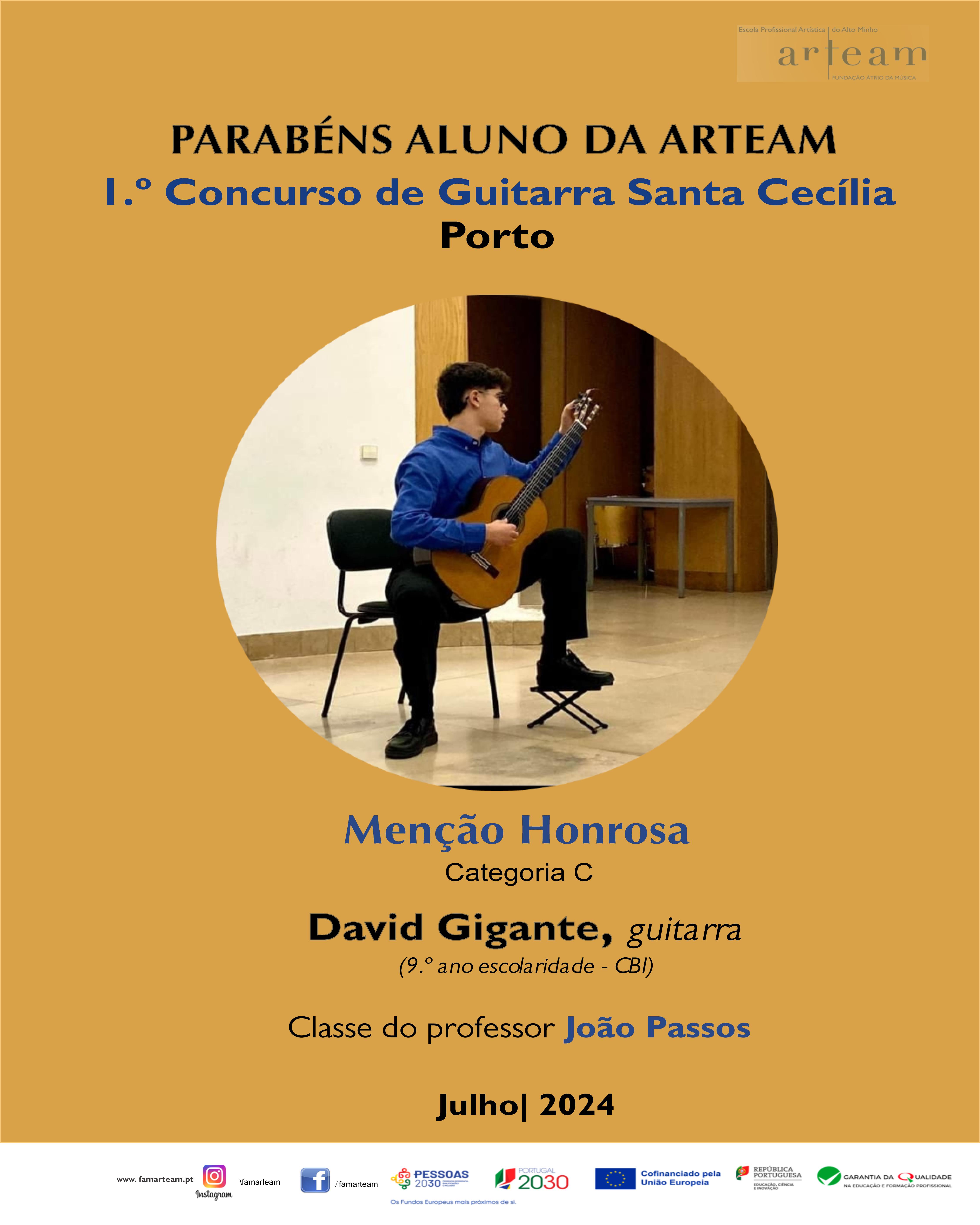 Parabéns Aluno da ARTEAM de Guitarra