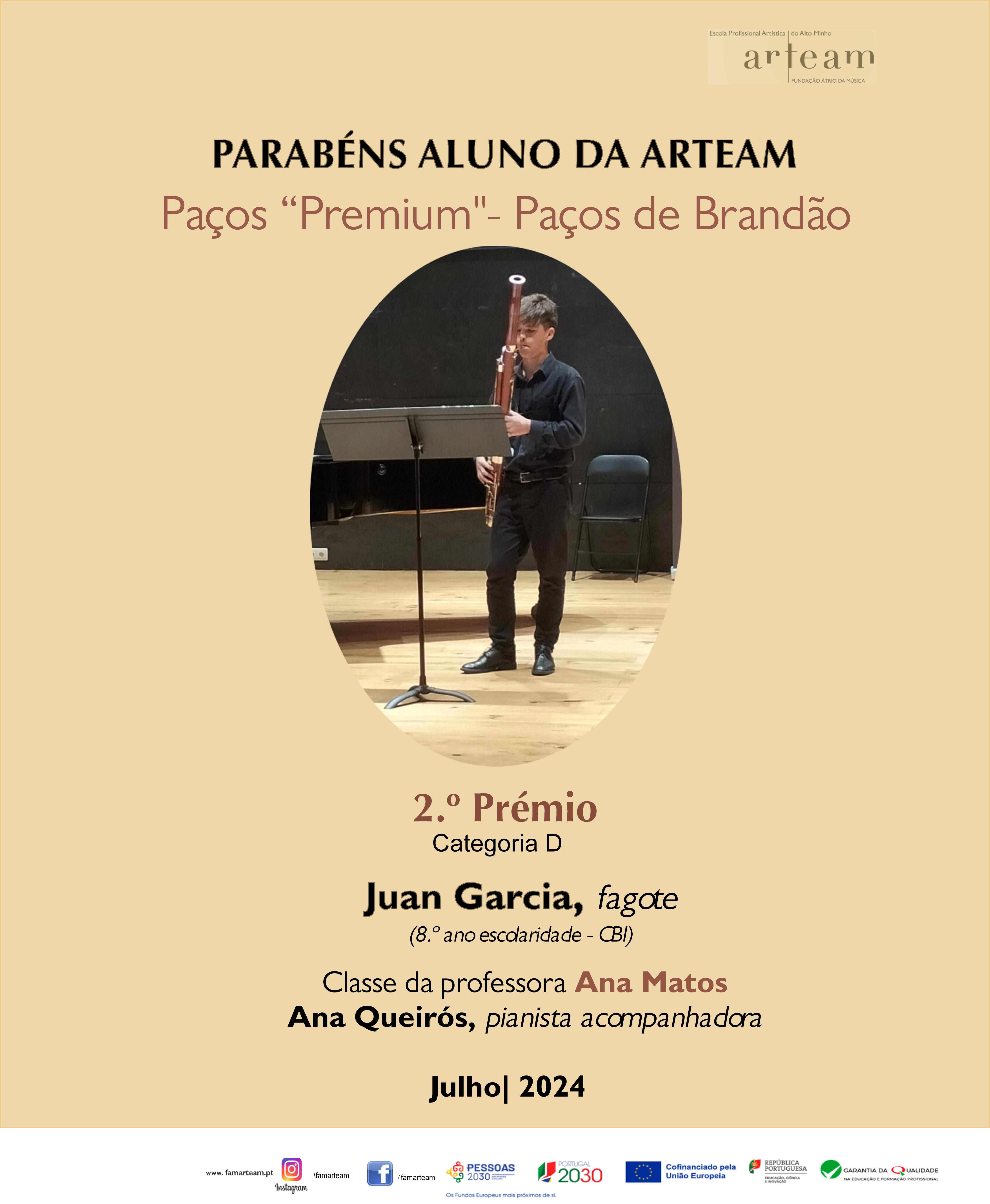 Aluno Premiado da ARTEAM julho 24