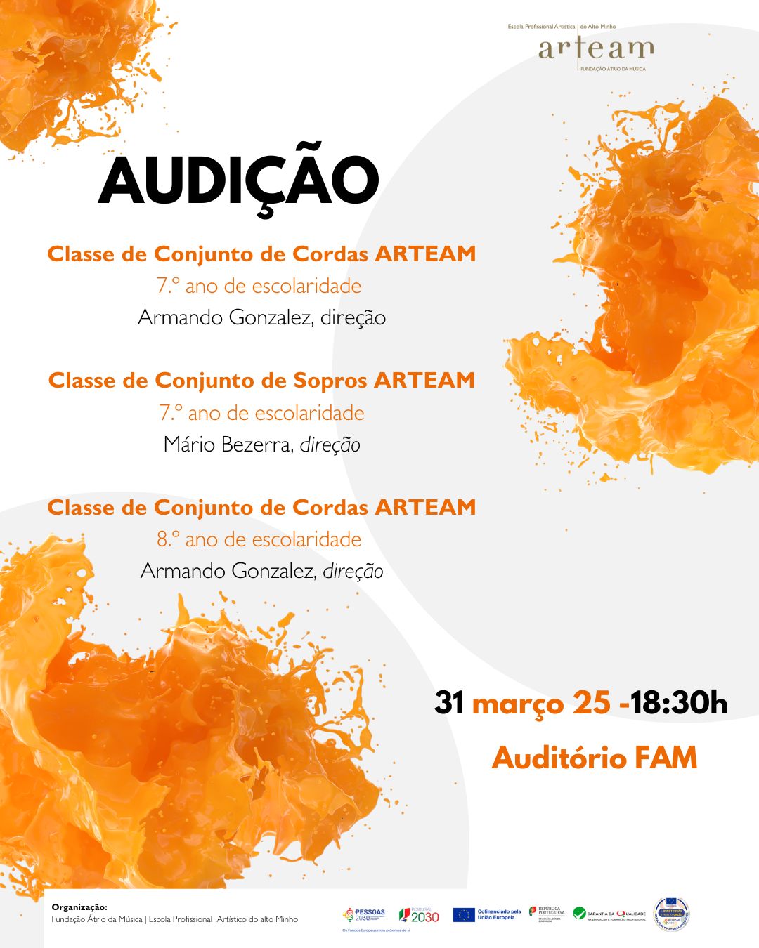 Classes de Conjunto ARTEAM em audição março 2025