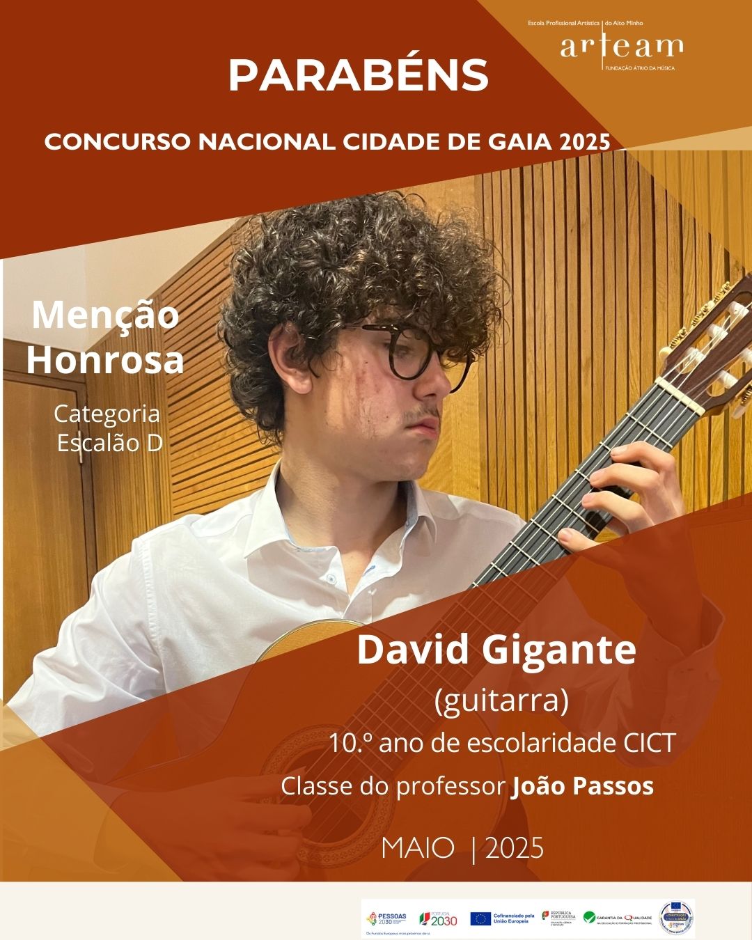Parabéns aluno ARTEAM - Concurso Nacional Cidade de Gaia 25