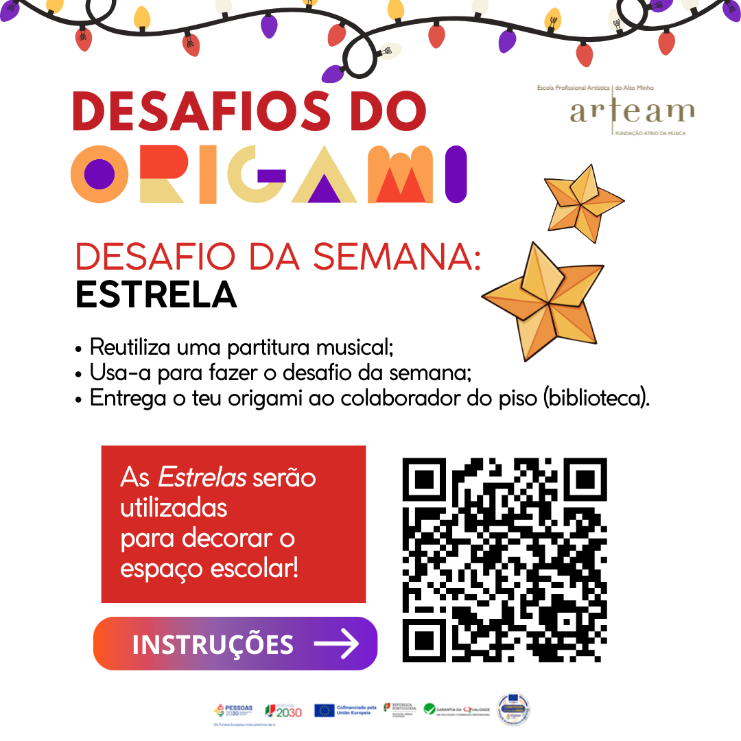 A ARTEAM convida toda a comunidade escolar a participar numa edição especial do Desafio do Origami!