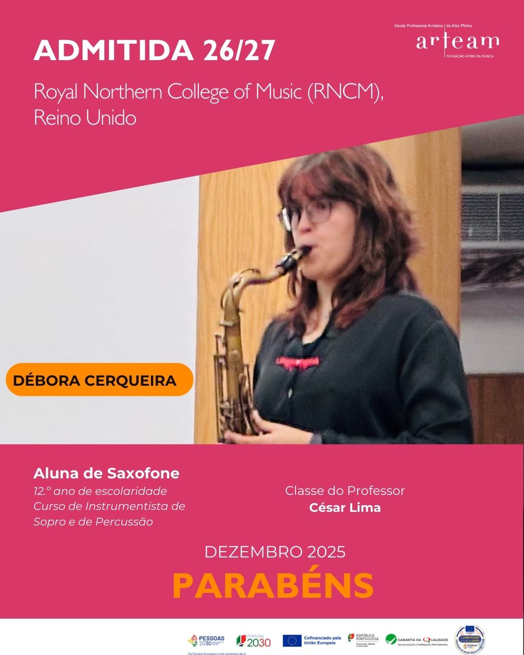 Aluna da ARTEAM no Reino Unido