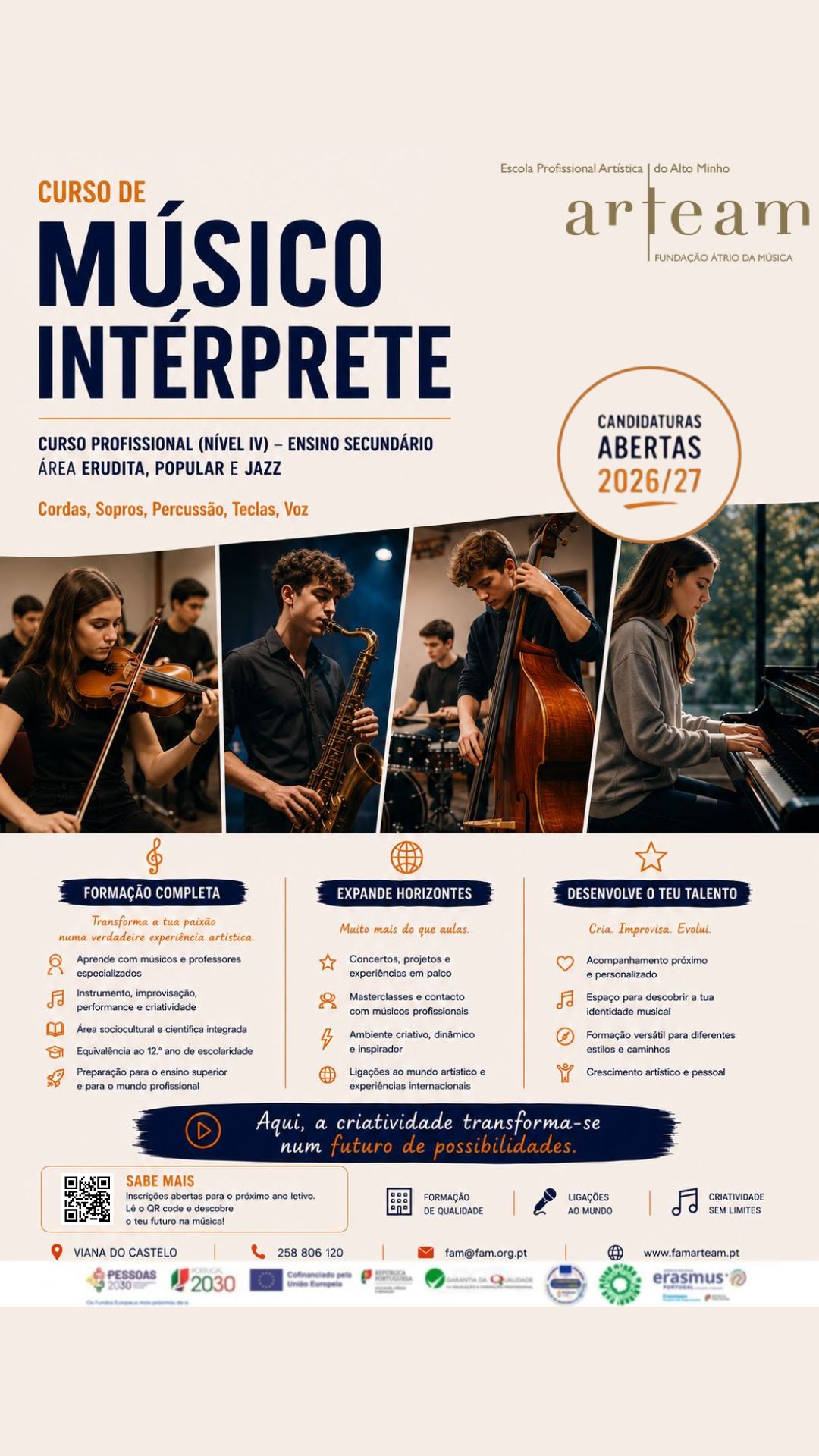 CANDIDATURAS AO CURSO MÚSICO INTÉRPRETE