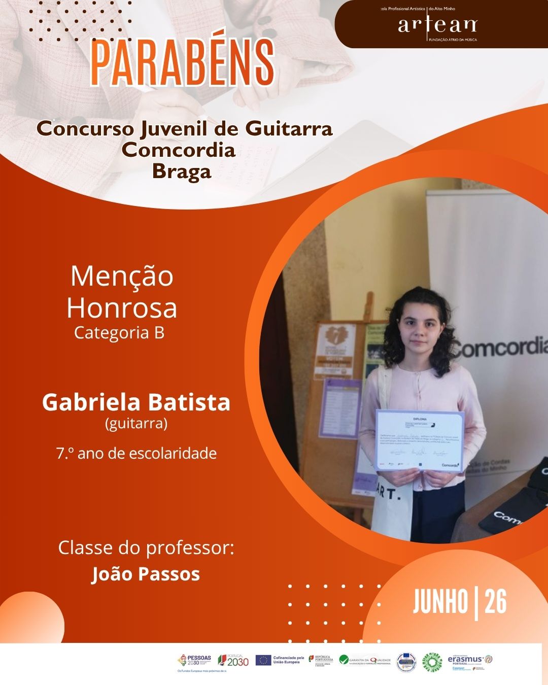 Aluna ARTEAM premiada em Braga