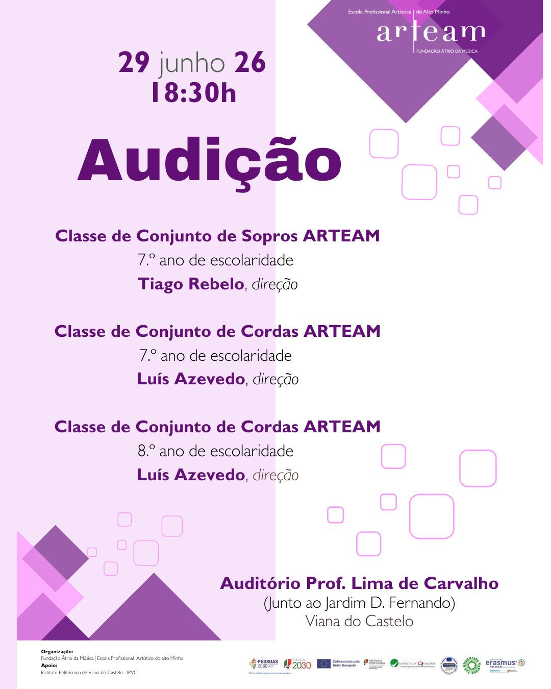Audição Classes de Conjunto ARTEAM - 2026