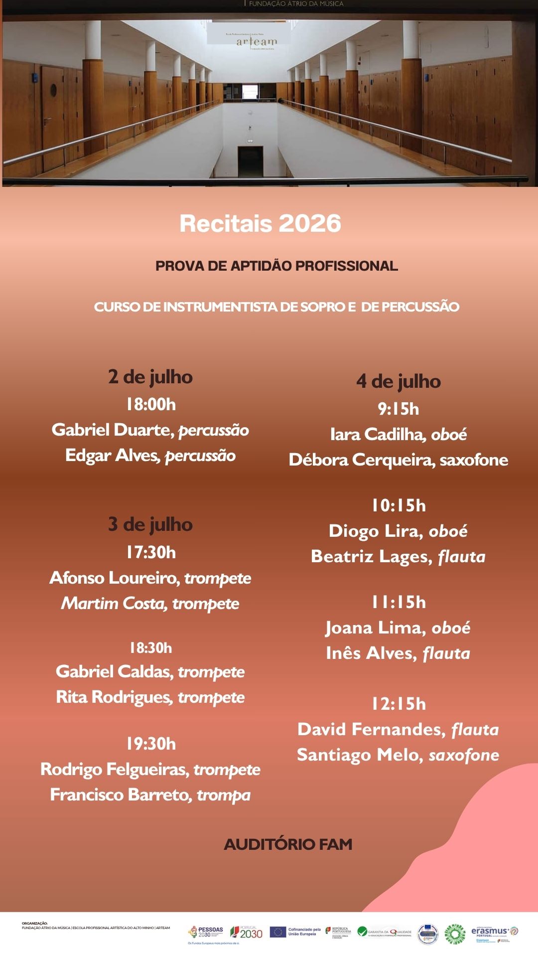  Recitais Prova de Aptidão Profissional (PAP) 2026